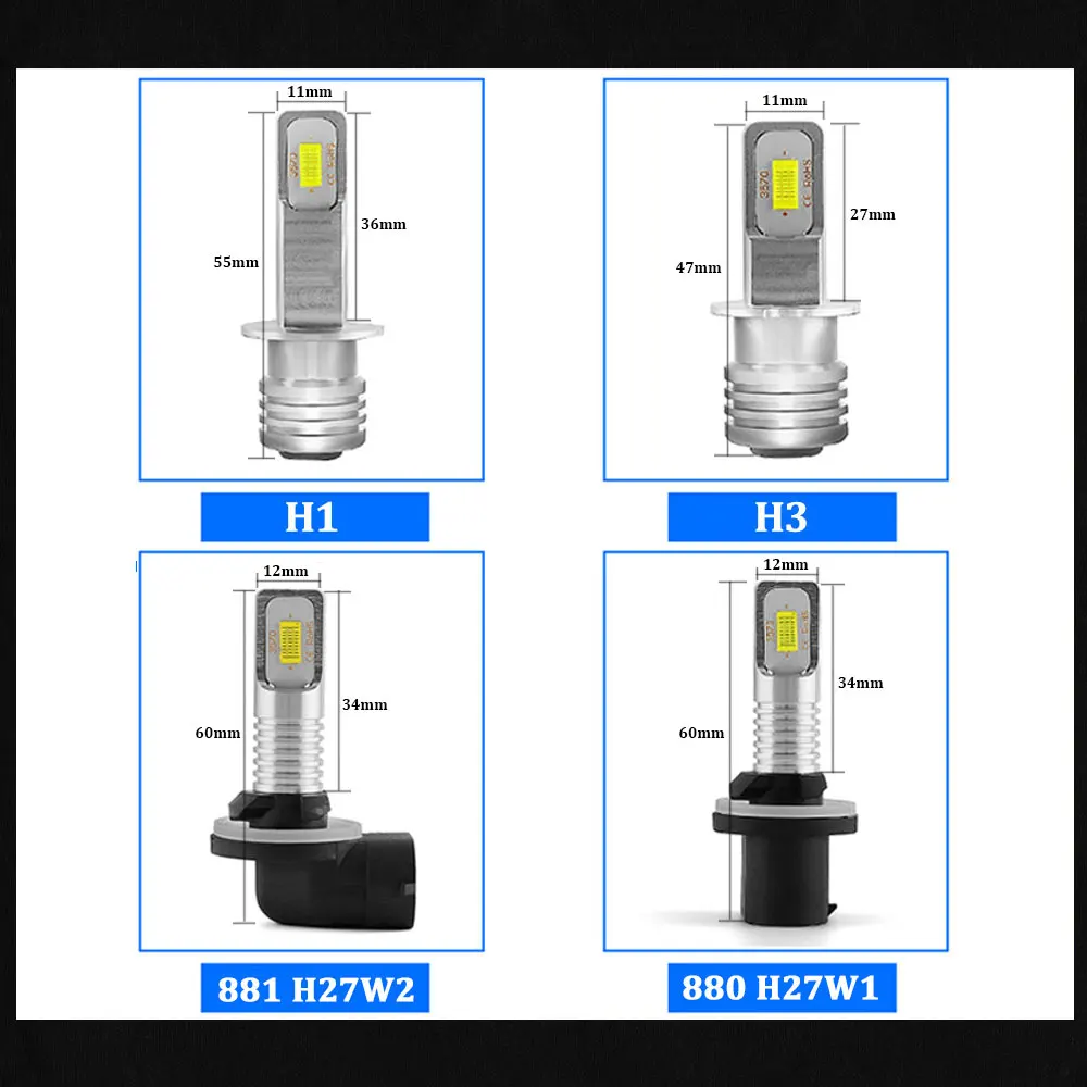 2) Canbus 880 881 H1 H3 H27w светодиодный лампы h27w2 h27w/2 h27w/1 h27w1 H27 Светодиодный дневной светильник DRL Противотуманные лампы Светильник 3000k 6000K