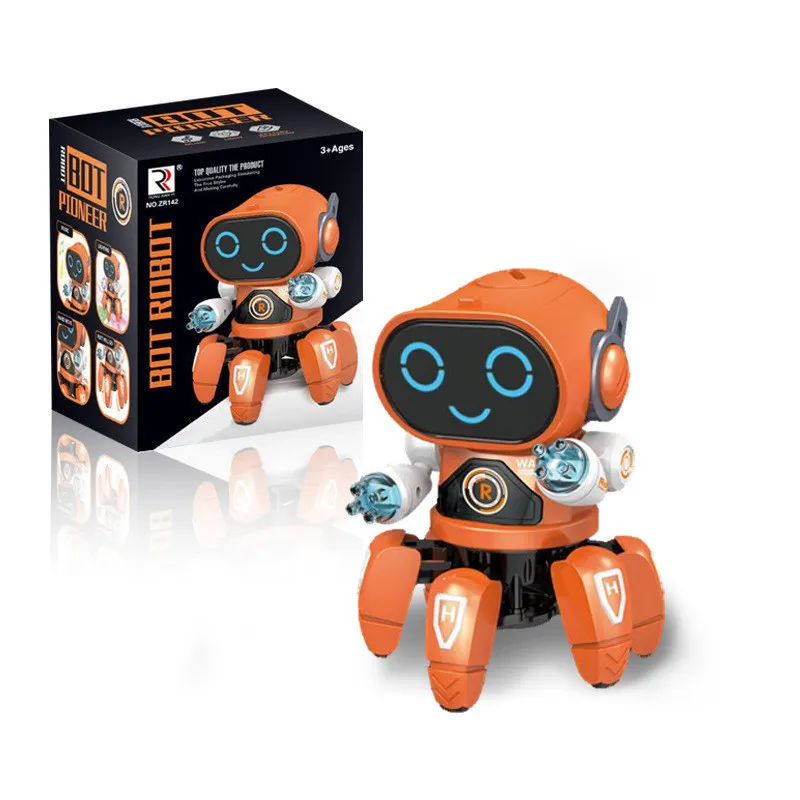 Music colorful light lighting smart pet cartoon six-claw robot dancing creative vibrating explosions puzzle children's toys