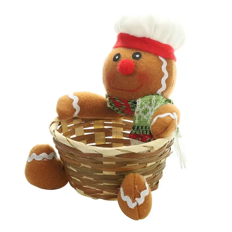 

Christmas Candy Storage Holder Box Xmas Decoration Table Ornament Santa Claus Snowman Elk Rattan Basket Fruit Dessert Bowl Gift