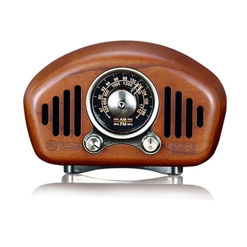 

HFES Vintage Retro Wood FM SD MP3 Bluetooth Transistor Rechargeable Radio with Speaker, Supports AUX Function(Cherry Wood)