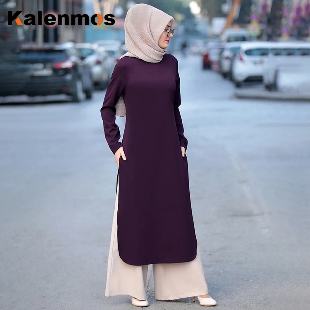 Conjunto de dos piezas de Ramadán Eid Mubarak para mujer, conjunto de Abaya árabe, turco, musulmán, traje dividido y pantalones largos, musculoso Islámico