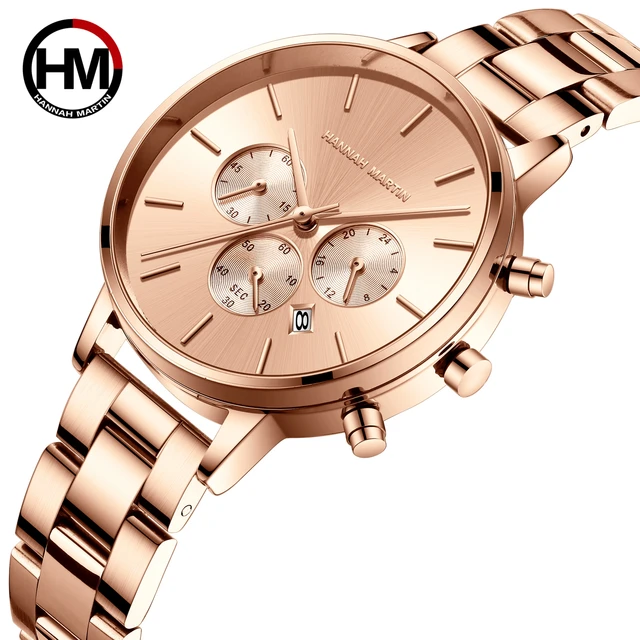 Classic Women Rose Gold Top Brand Luxury Lady Dress Business Fashion Casual Waterproof Watches Quartz Calendar Wristwatch 1