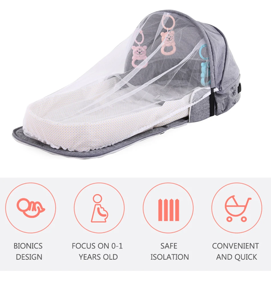 Baby Crib Bed Portable Folding Baby Bed Nest Cot For Travel Foldable Bed Bag With Mosquito Net Infant Sleeping Basket With Toys