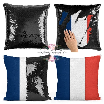 

France Personalized custom picture pillow cover，home pillow reversible mermaid sequin pillow case cover