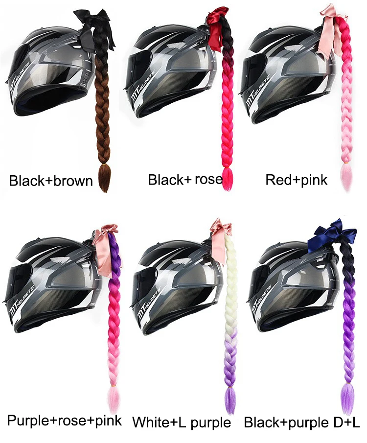 Colorful Helmet Decorations Braid Hair Punk Cockscomb Modeling Motorcycle Helmet Woman Braids Wig Ski Mohawk