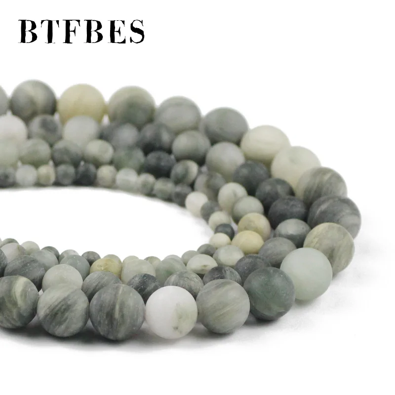 

BTFBES Matting Grassgreen Natural Stone Loose Beads For Jewelry Making DIY charm Bracelet Necklace Accessories 4 6 8 10MM