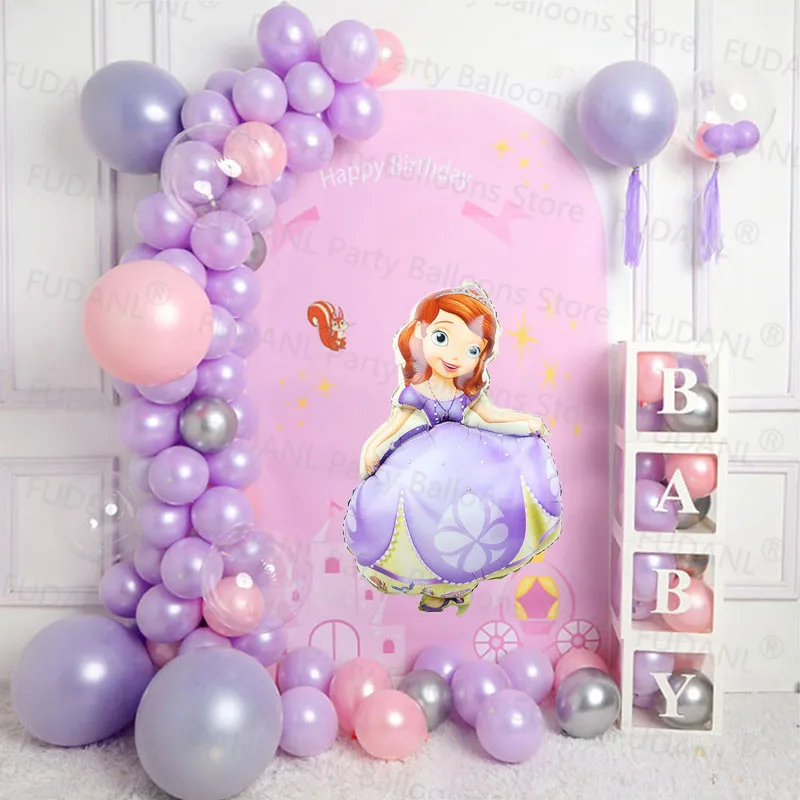 

83pcs Disney Sofia Foil Balloons Garland Arch Kit Pink Purple Birthday Party Decors Latex Ballons Princess Girls Baby Shower