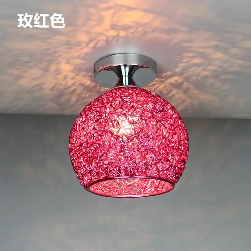Винтажный Лофт потолочный светильник разноцветные, алюминиевые E27 потолочный светильник для спальни гостиной прохода коридора ресторана бара кафе - Цвет корпуса: Rose red