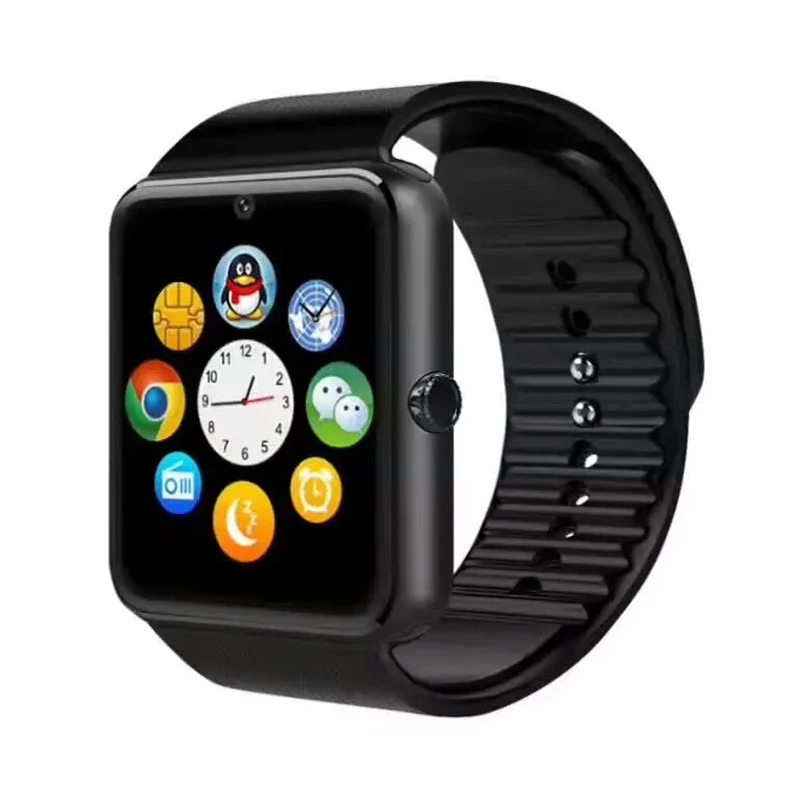 Black GT08 Bluetooth Музыкальные умные часы SIM карта если камера Шагомер Умные часы с сенсорным экраном для мужчин и детей для телефона Android Pk DZ09 Iwo8 A1 - Цвет: Black