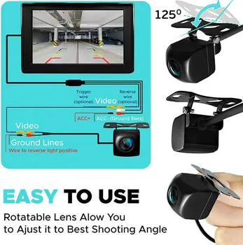 

170° CMOS Car Rear Front View Backup Camera Reverse Night Vision Waterproof HD Car Camera With 6M RCA Video Cable