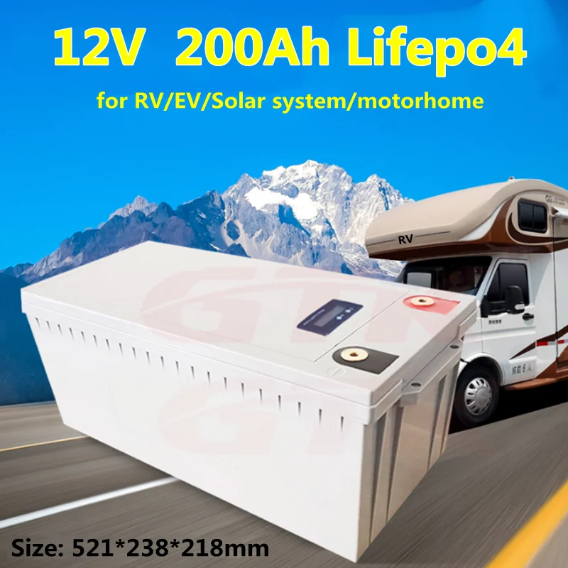 GTK-batería Lifepo4 de alta calidad 12v 200ah con BMS para energía Solar RV barco cargador 14 6 V y 10A | Дом и сад