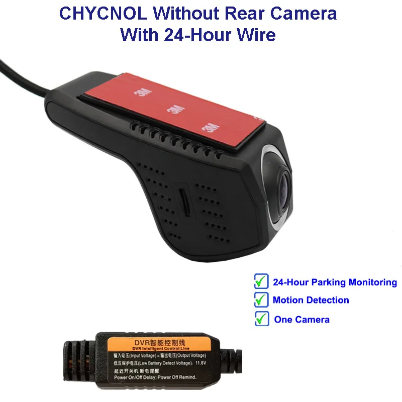 Jabriel 1080P Автомобильная камера dash cam 24 часа HD видео рекордер камера заднего вида для hyundai tucson i30 solaris ix35 для citroen c3 c4 c5 - Название цвета: CHYCN One Cam Line