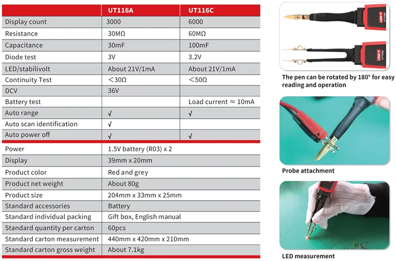 UNI-T SMD сопротивление тестера/конденсатор/диод(RCD) измеритель параметров/SMD цифровой мультиметр UT116A/116C тестер