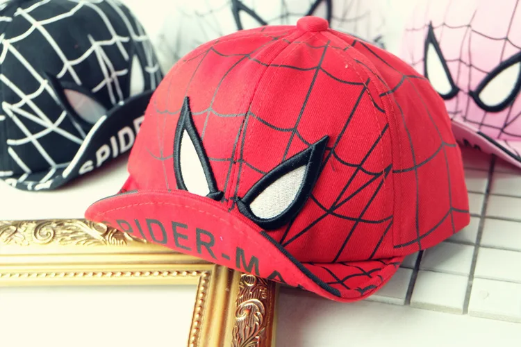 INS/Детская Хлопковая бейсбольная кепка с вышитым рисунком Человека-паука для мальчиков и девочек, шляпа в стиле хип-хоп, кепка для костюмированной вечеринки Человека-паука, От 0 до 2 лет DS19