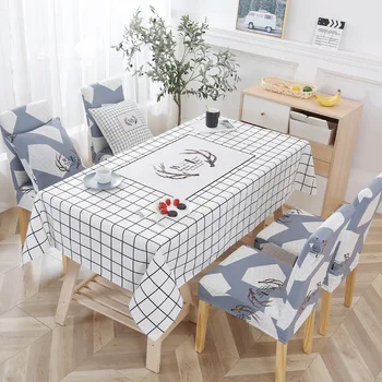 

bei europfine Cotton Tablecloths Set hei bai ge Simple Waterproof Table Cloth TV Cabinet Drape Tablecloth Manufacturers