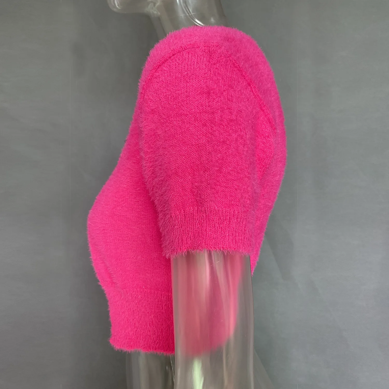 Cárdigan corto elegante, suéter de manga corta de punto de mohair, camisetas sin mangas con letras y cadena para mujer, novedad 2025