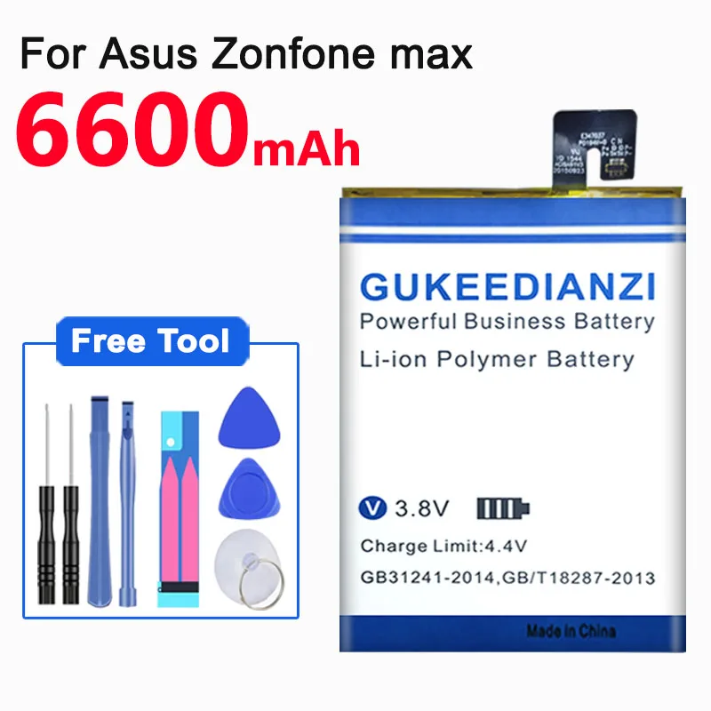 GUKEEDIANZI 6600mAh C11P1508 Battery For ASUS Zenfone MAX 5000 ZC550KL Z010DA 5000Z C550KL Z010AD Z010DD Z010D Phone | Мобильные