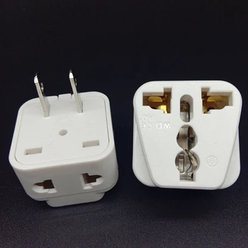 

10pcs/lot Universal UK EU AU to US 1to2 AC Power Plug Travel Charger Adapter Outlet Converter 2 Flat Pin wall Adaptor Connector