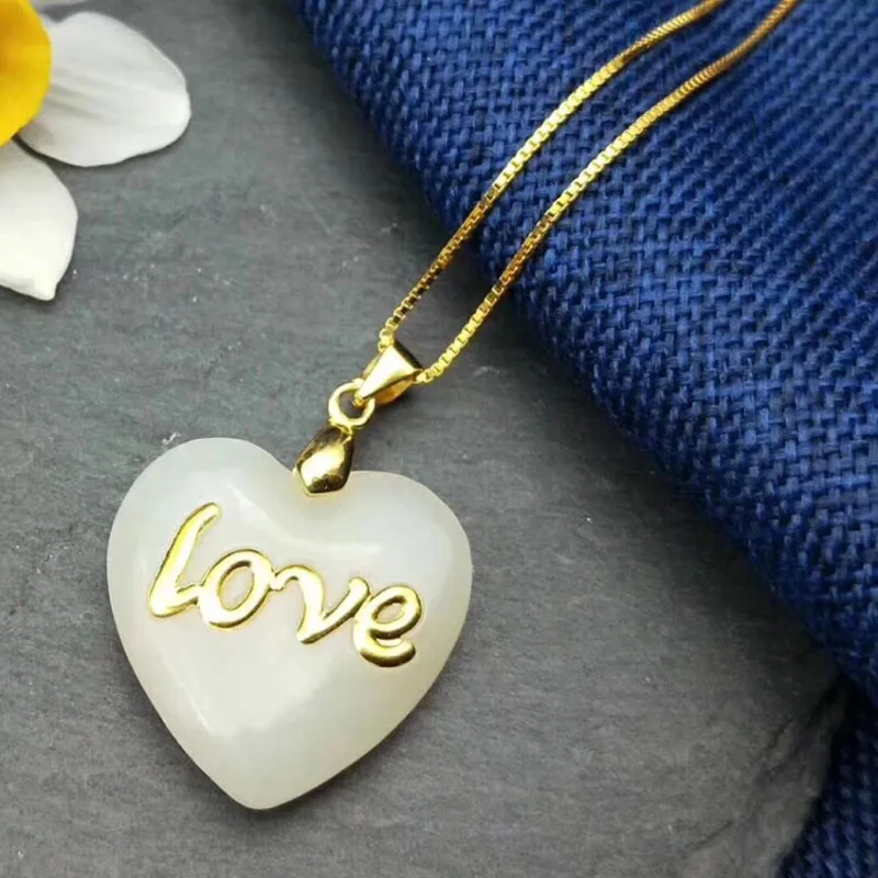 

Jadery Fine Jewelry 925 Sterling Silver Necklace For Women Natural Heart Jade Gems Jade Pendant Necklace Black Friday Deals 2019