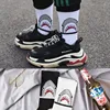 Fashion shark Hip Hop socks men long socks cartoon Hiphop Street Sport Skateboard black white crew socks street fashion gifts ► Photo 3/6