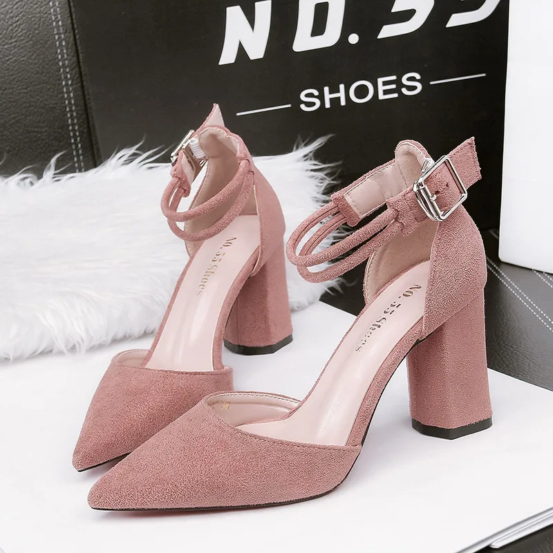 

High heels pointed ladies high heels 8.5 CM sexy high heels buckle with party shoes wedding shoes zapatos de mujer heels