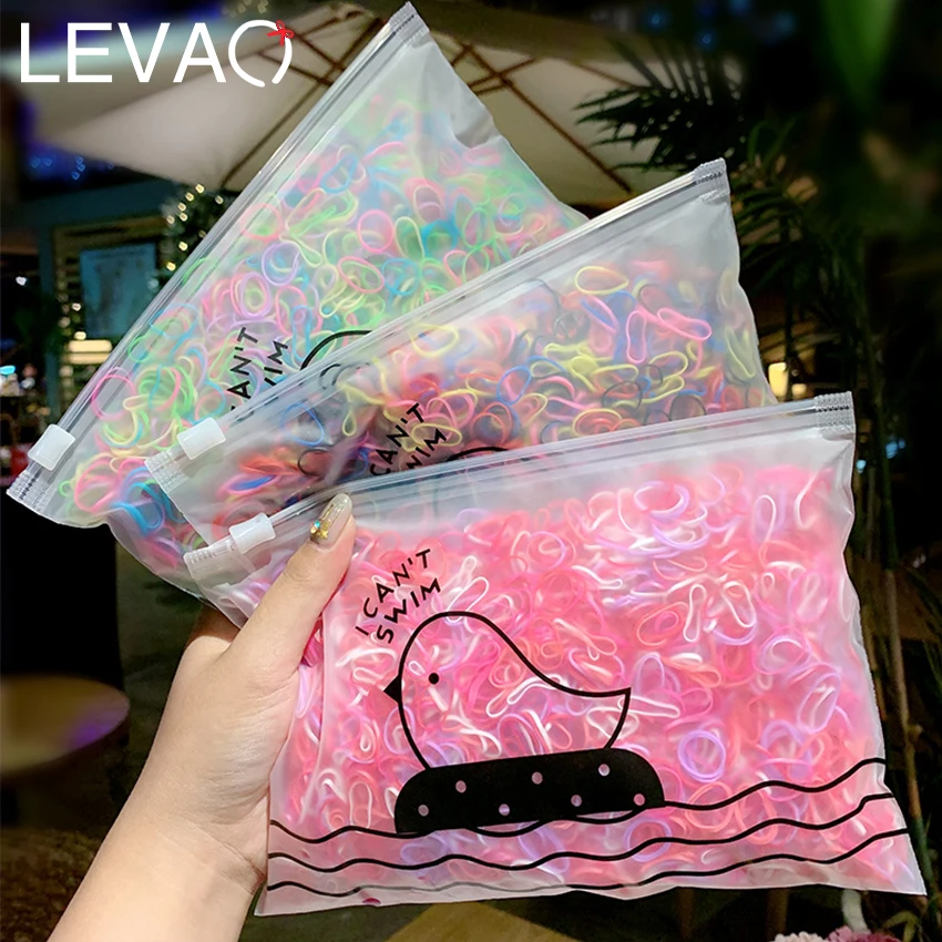 Levao 1000 шт./лот цветные маленькие одноразовые резинки для девочек конского хвоста