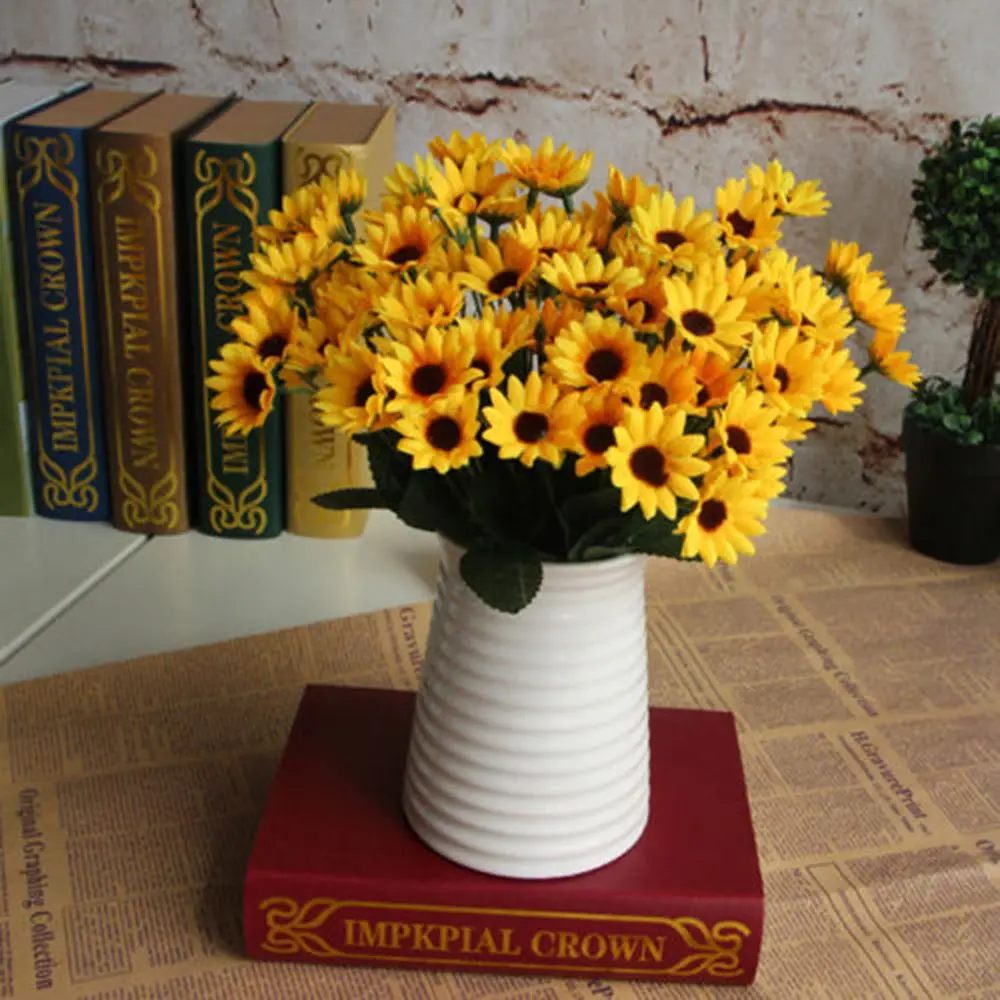 

1pc 14 Head Fake Sunflower Artificial Silk Flower Bouquet Home Wedding Table Decor Party Birthday Gift Christmas Decoration