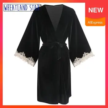 

Lace Robe Set Home Velvet Autumn Winter Nightwear Sleepwear Robe Ensembles Sexy Womens Lingerie Intimates Underwear & Sleepwears