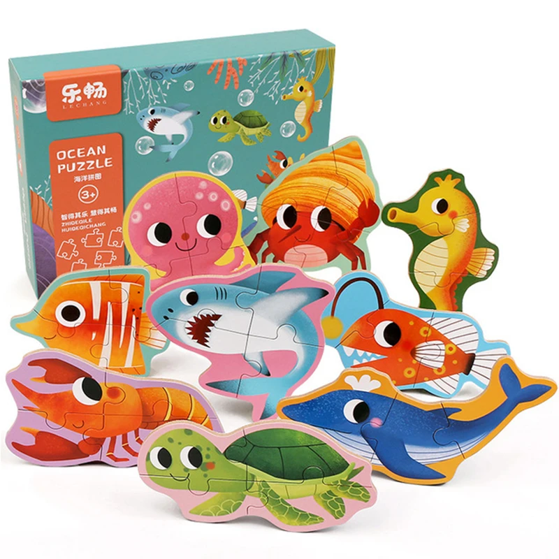 

Wooden Baby Big Puzzles Advanced Toys Cartoon Animal Characters Cognitive Children Early Learning Intelligence Development Toys