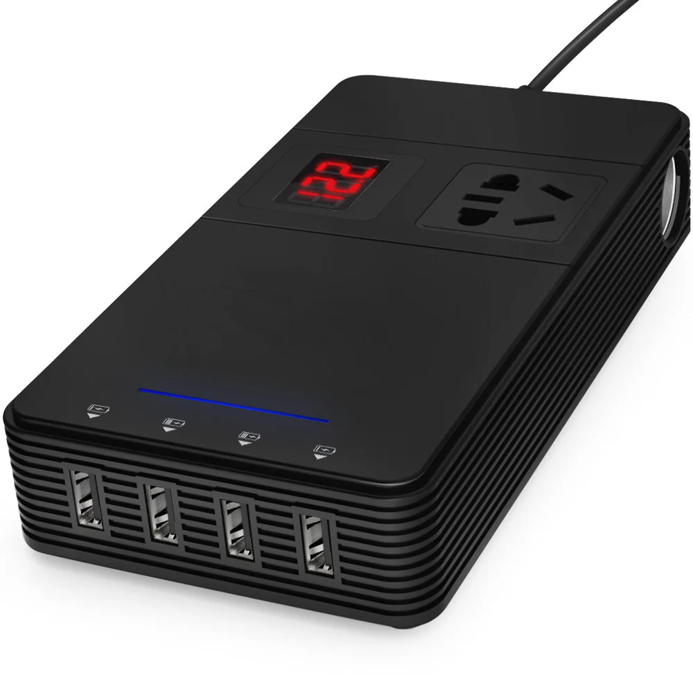Partol Car Inverter 12V 220V 200W Power Voltage Converter With 4 USB Socket Charger Auto Cigarette Lighter Automobiles | Автомобили и
