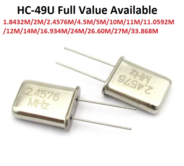 Пассивный кварцевый генератор HC-49U 1 8432 м/2 4576 м/4 5 м/5 м/10 м/11 0592 м/12 м/14 м/16 934 м/24 шт. M/26