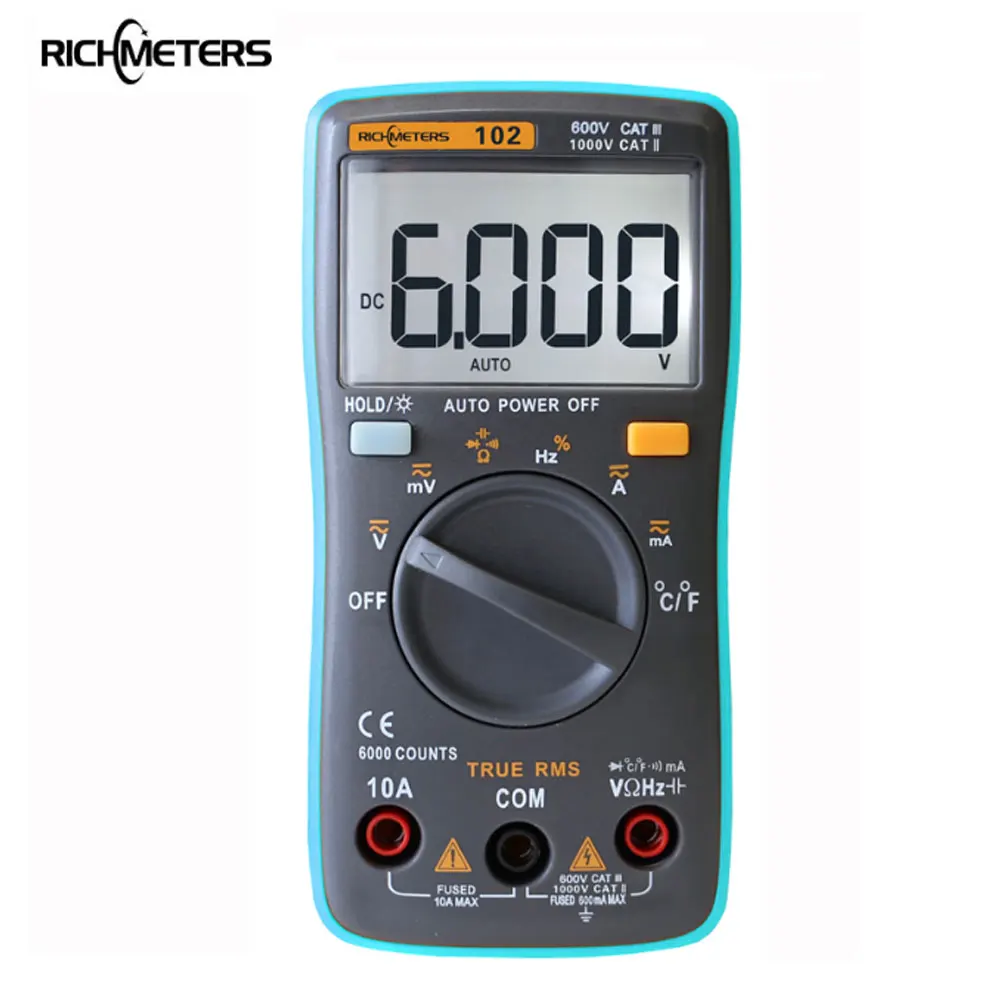 Мини мультиметр RICHMETERS 102 цифровой с ЖК дисплеем для вольт ампер Ом тестер