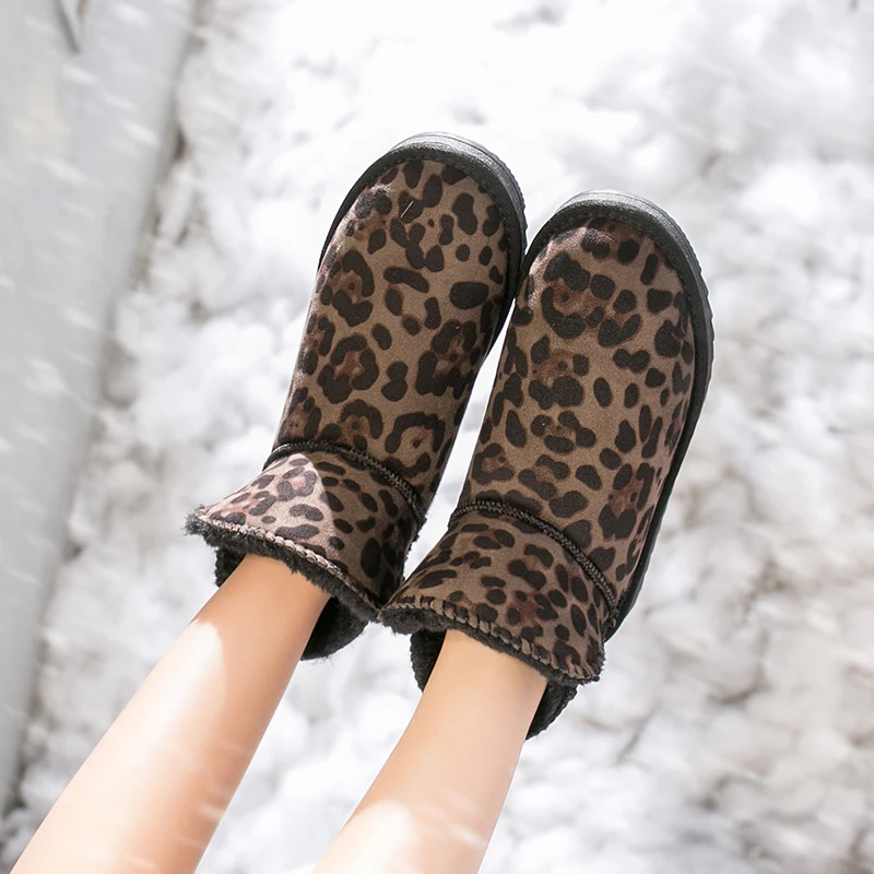 Lucyever Winter Women Thicken Warm Plush Snow Boots Mix Color Platform Cotton Shoes Woman Slip on Flat with Ankle Boots Female