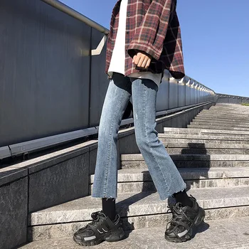 

Gao Waist Jeans Female 2020 Autumn And Autumn Clothes Are Versatile And Slim. Loose Wide Leg Elegant Nine Points Straight Tube