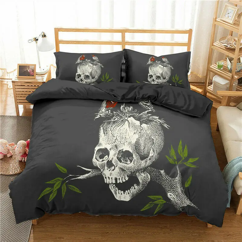 Gothic Skull Bedding Set 2/3Pcs Duvet Cover & Pillowcase(s) 3D Printed Quilt Cover Home Textile Gift 