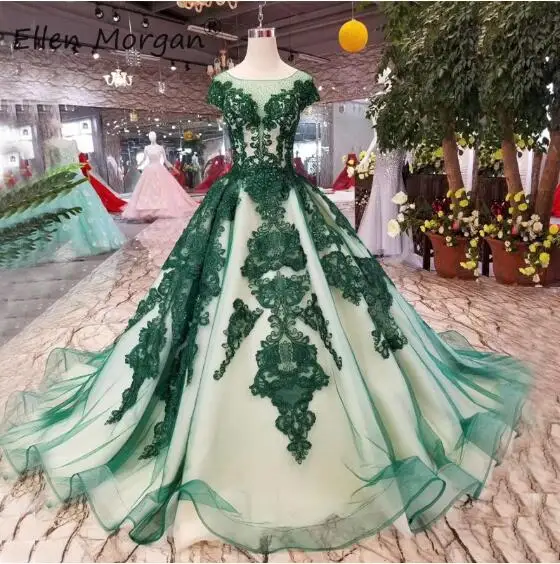 Vestidos De Novia темно-зеленое свадебное платье кружевное элегантное платье с вырезом "лодочка" Бисер Тюль вечерние бальные платья для женщин Свадебные платья - Цвет: Color as picture