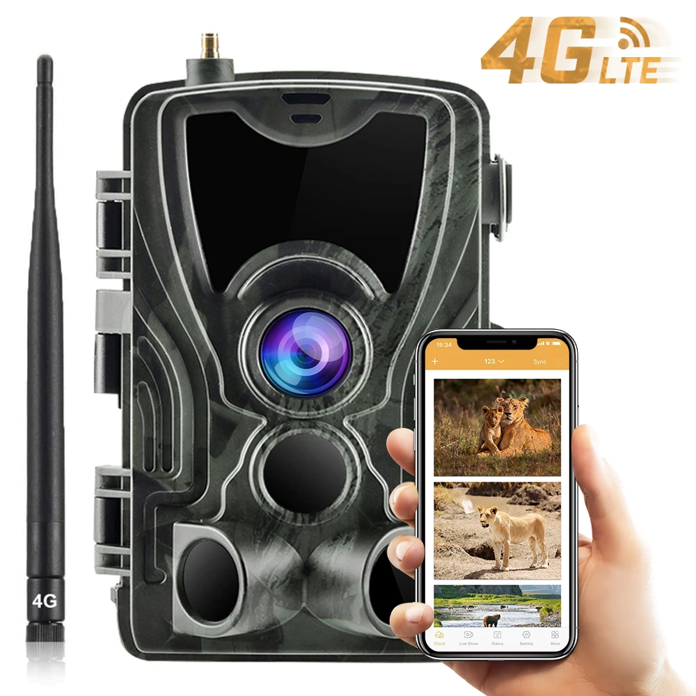 Trasmissione in diretta APP gratuita Cloud Service 4G Trail Camera 4K 30MP Wildlife Hunting Surveillance telecamere Wireless HC801PRO Photo Trap