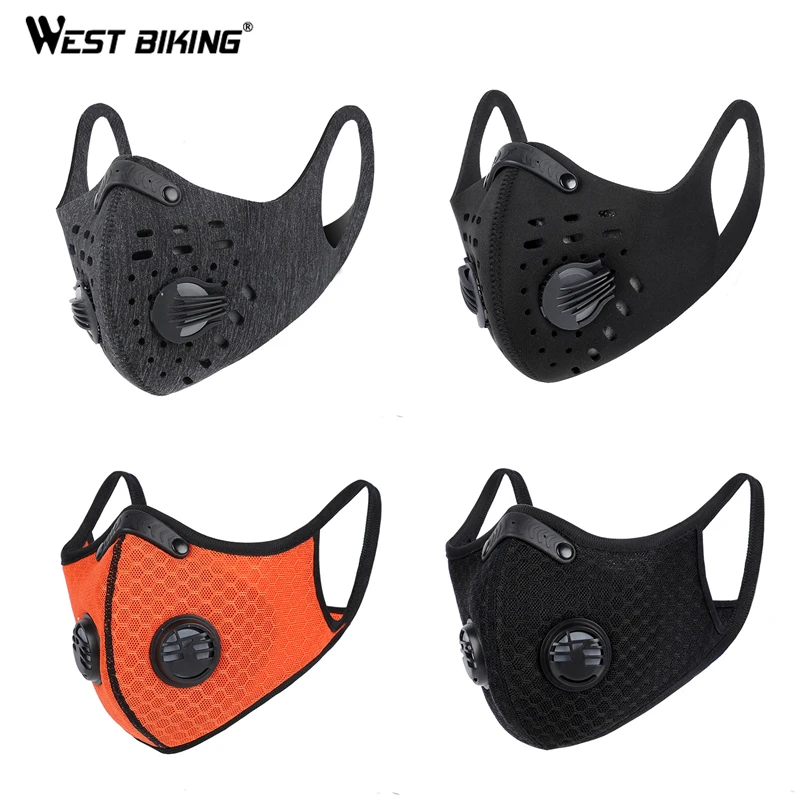 

WEST BIKING Cycling Face Mask Sport Training Mask N95 PM2.5 Anti-pollution Running Mask Activated Carbon Filter Washable Mask