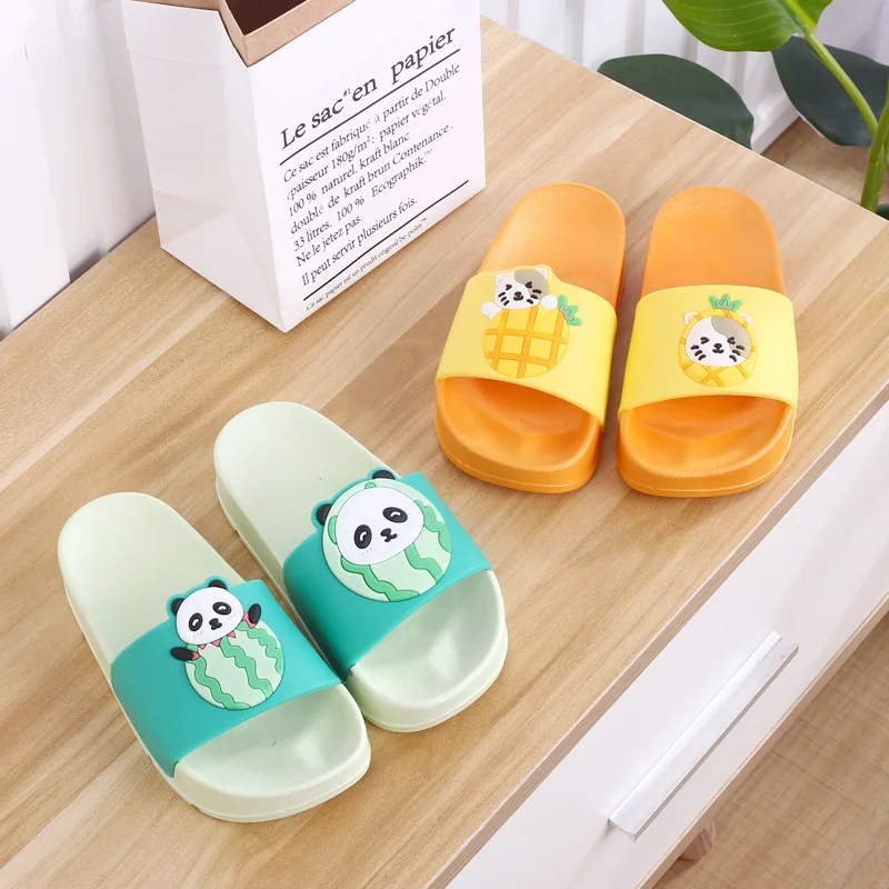 

The new panda bear cartoon strawberry fruit in summer parent-child indoor slippers household bathroom rubberizing slippers