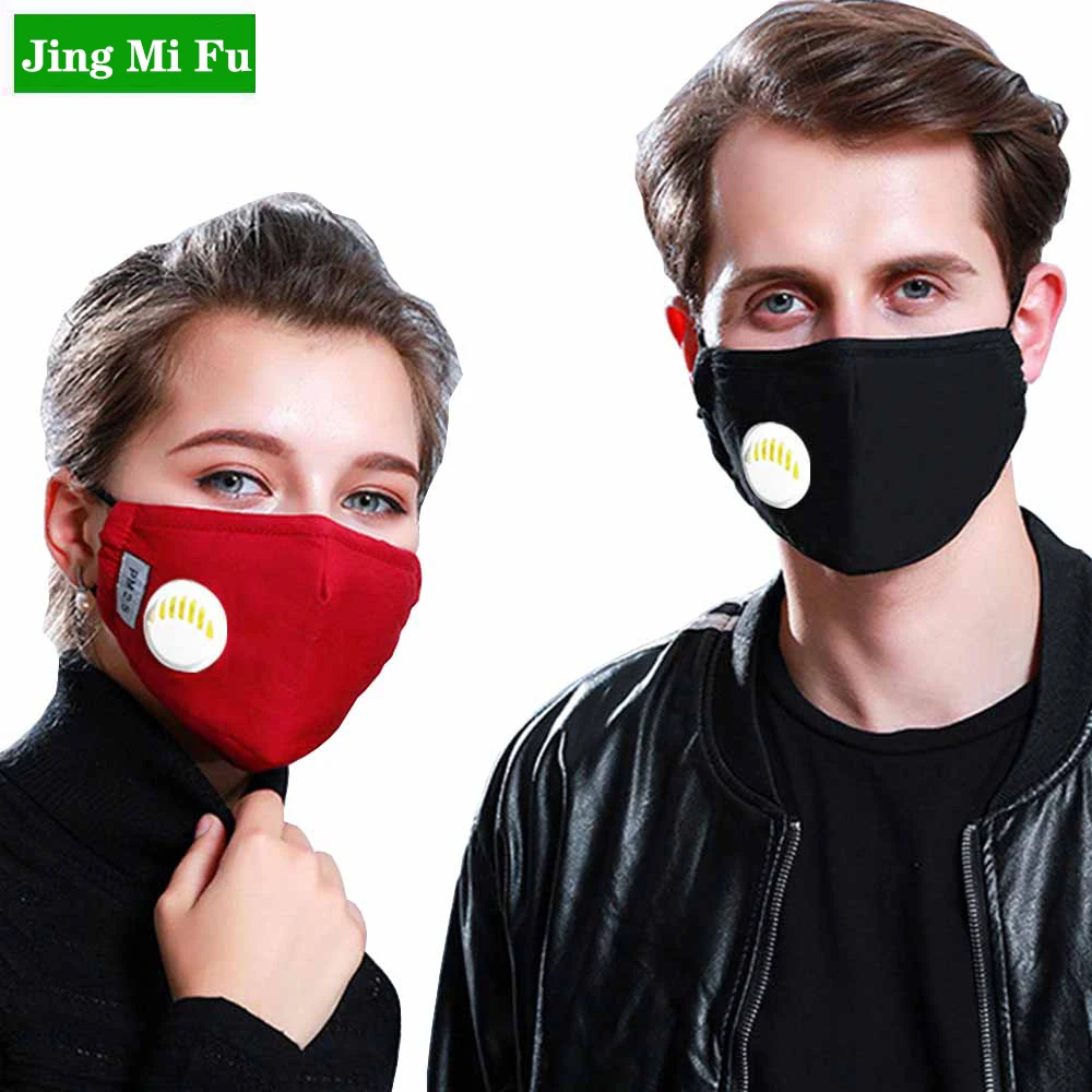 

1Pcs Fashion Respirator Mask With Breathing Valve Washable Cotton Activated Carbon Filter PM2.5 Mouth Masks Anti Dust Allergy