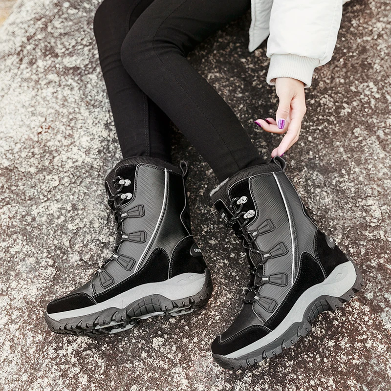 STQ/ г. Зимние ботинки женские Теплые ботильоны высокого качества удобные уличные Нескользящие непромокаемые сапоги до середины икры Женская 205