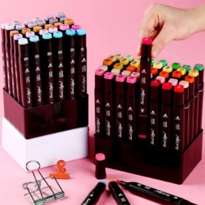 

New Art Markers Pens 204 colors Sketch Alcohol Ink Brush Dual Tips Professional Drawing Marker Set Tool