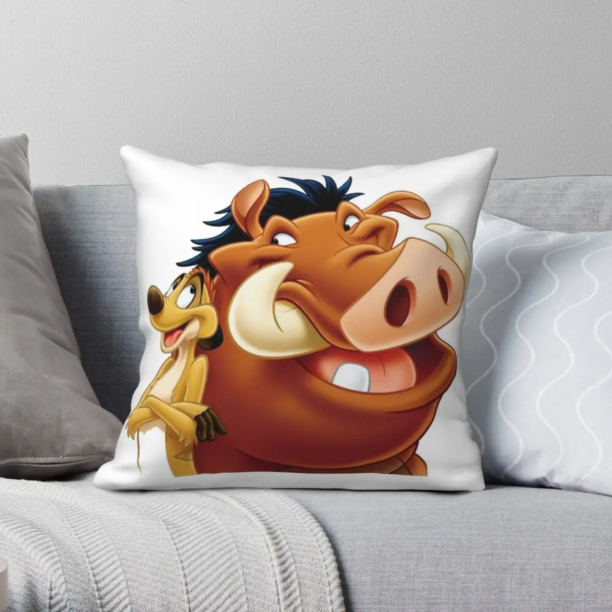 

Timon And Pumba Square Pillowcase Polyester Linen Velvet Creative Zip Decor Throw Pillow Case Home Cushion Cover