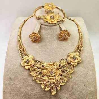 

Wholesale new dubai gold jewelry women's fashion necklace boutique jewelry set wedding necklace 24k gold design necklace