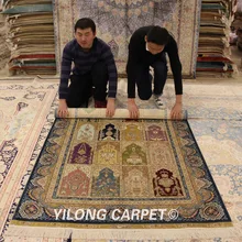 Yilong 4'x6' Шелковый персидский коврик ручной работы Кашмир четыре сезона пол ковер(ZQG046A4x6