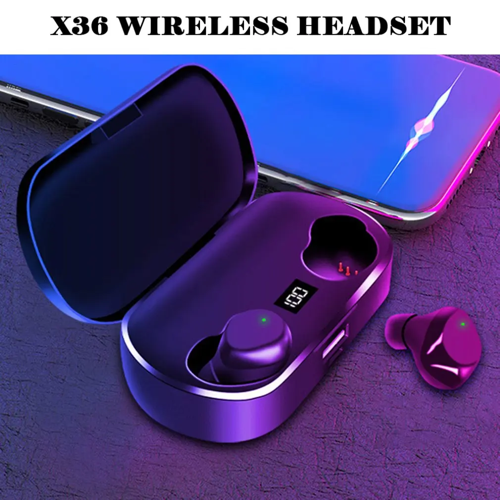 X36 Bluetooth наушники 5,0 беспроводные наушники IPX5 водонепроницаемые портативные спортивные наушники с цифровым дисплеем и сенсорным управлением