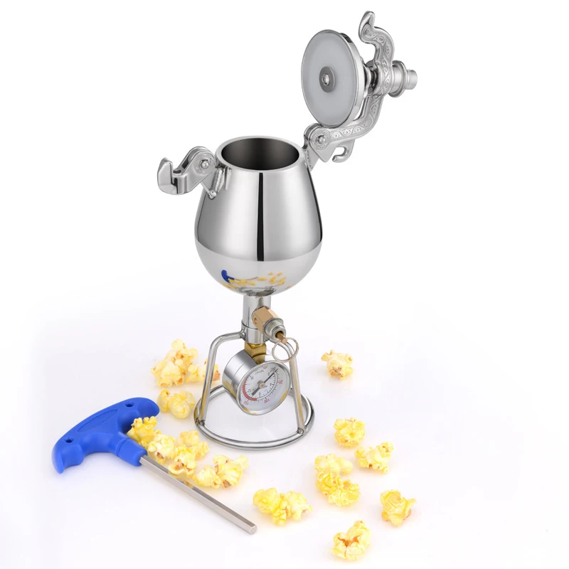 Mini popcorn machine Stainless steel old-fashioned hand-cranked popcorn machine Mini and collectible