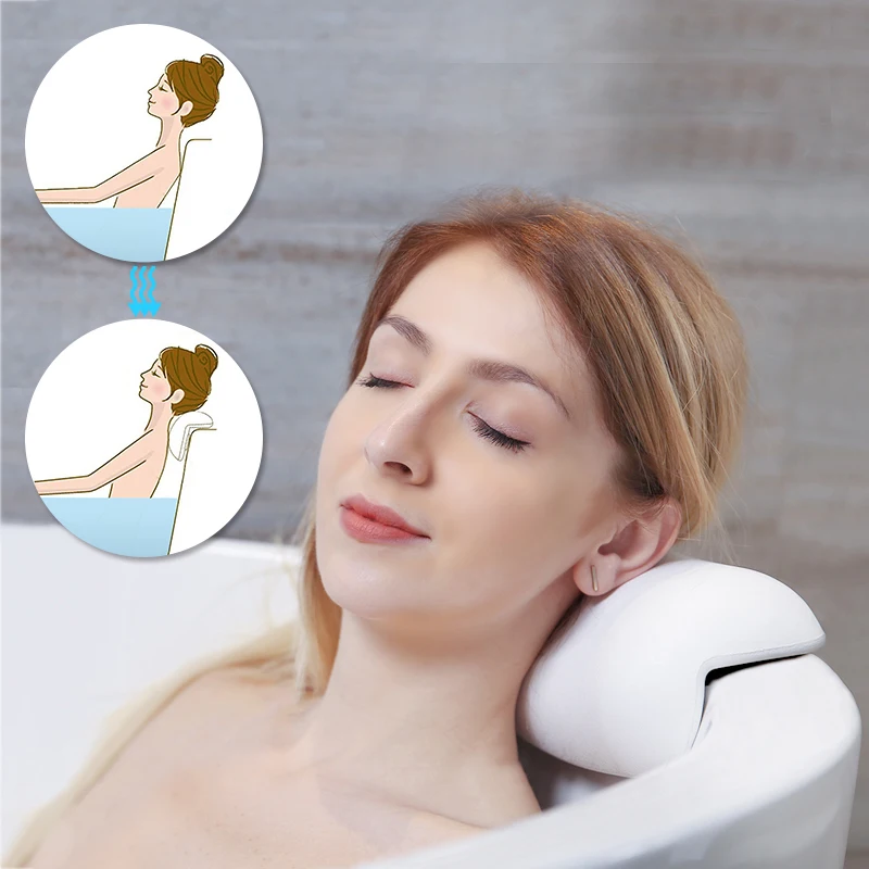 Yesbaby Headrest Sucker Waterproof Coarse Grain Soft Bath Pillow Bathroom Soft Pillows