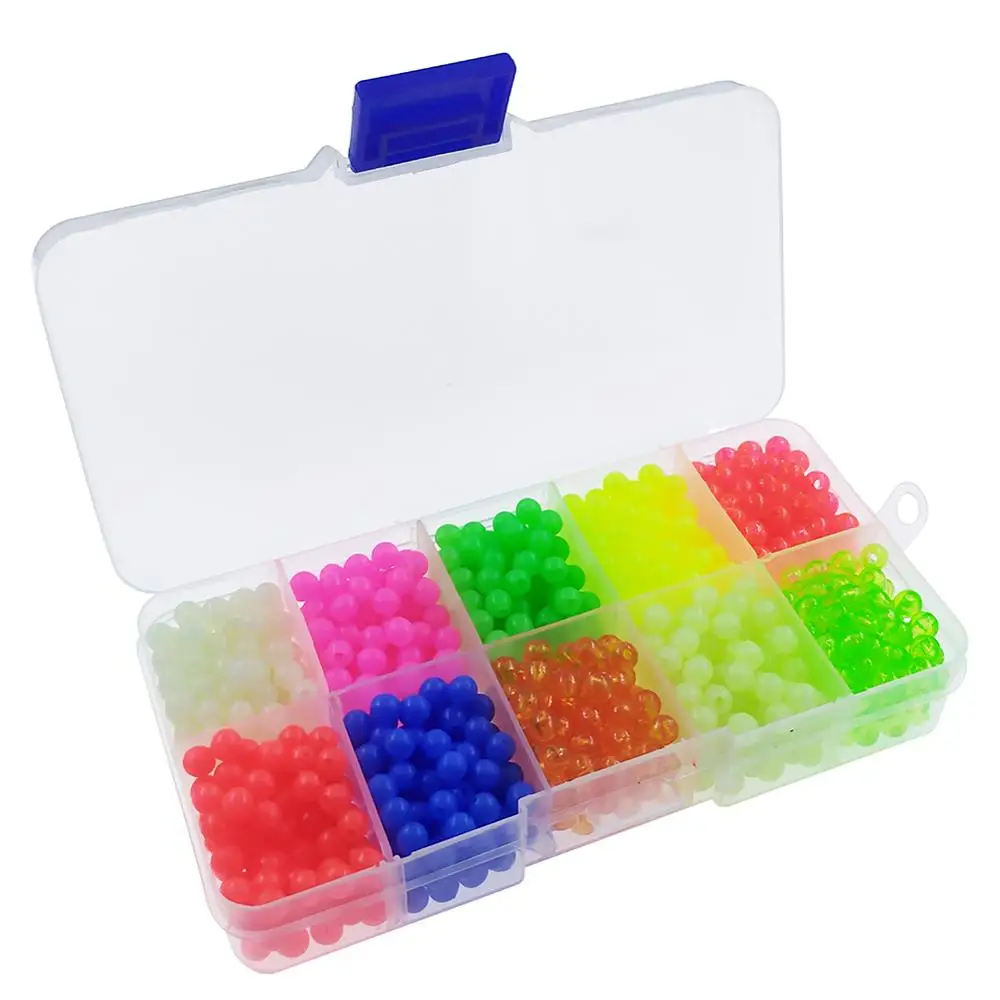 1000pcs/bag Hard Fishing Beads 5mm Floats Plastic Glow Beads 10 Colors  Night Fishing Accessories Set
