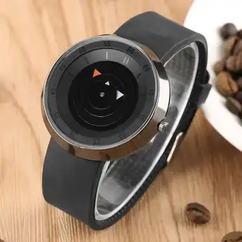 

Watch Fashion sport watches for Men Top Luxury Brand Simple No Words Design Quartz Wrist watch Black Silicone Band Gifts Ulzzang